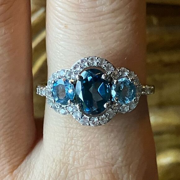 n/a Jewelry - London Blue Topaz White Sapphire Sterling Silver Ring Size 9.75
